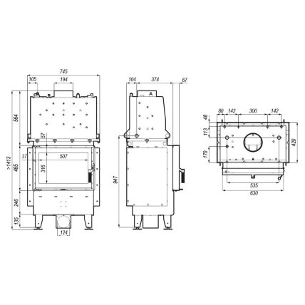 Defro Riva SM Short židinio kapsulė su šilumokaičiu, 16kW 1 Defro Riva SM Short židinio kapsulė su šilumokaičiu, 16kW 1