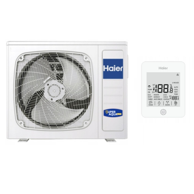 Haier šilumos siurblys oras/vanduo monoblokas AU052FYCRB(HW) su valdymo pultu 5,0kW Haier šilumos siurblys oras/vanduo monoblokas AU052FYCRB(HW) su valdymo pultu 5,0kW