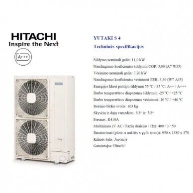 HITACHI YUTAKI S 11 kW be talpos trifazis šilumos siurblys