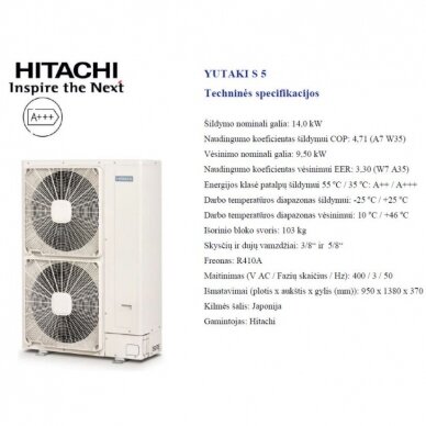 HITACHI YUTAKI S 14 kW be talpos trifazis šilumos siurblys