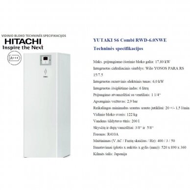 HITACHI YUTAKI S 16 kW Combi su integruotu boileriu (su pasirinkimais)