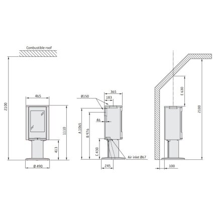Krosnelė NIBE Contura C870G Style, 7kW, krosnelės viršaus apdaila pasirenkama 1 Krosnelė NIBE Contura C870G Style, 7kW, krosnelės viršaus apdaila pasirenkama 1