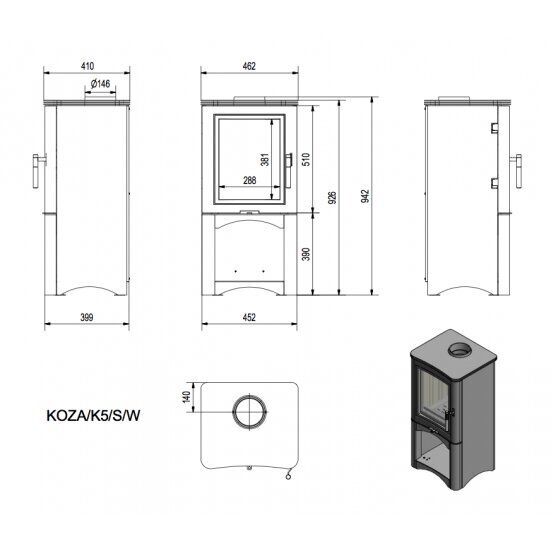 Krosnelė Kratki K5 S/W, 7kW 1 Krosnelė Kratki K5 S/W, 7kW 1