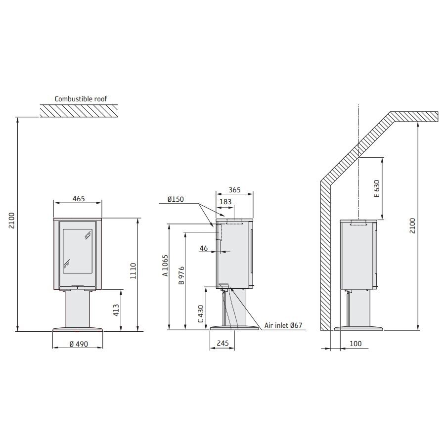 Krosnelė NIBE Contura C870G Style, 7kW, krosnelės viršaus apdaila pasirenkama 1 Krosnelė NIBE Contura C870G Style, 7kW, krosnelės viršaus apdaila pasirenkama 1