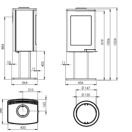 Nordpeis UNO 1 plieninė krosnelė 4kW 3