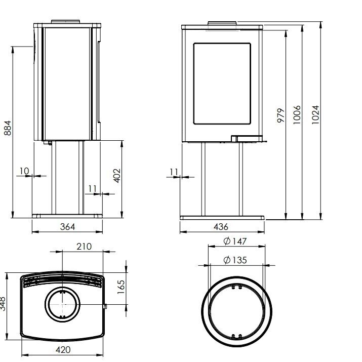 Nordpeis UNO 1 plieninė krosnelė 4kW 3