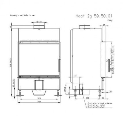 Plieninė židinio kapsulė, ugniakuras Romotop KV HEAT H2N01, 8.4kW 1 Plieninė židinio kapsulė, ugniakuras Romotop KV HEAT H2N01, 8.4kW 1
