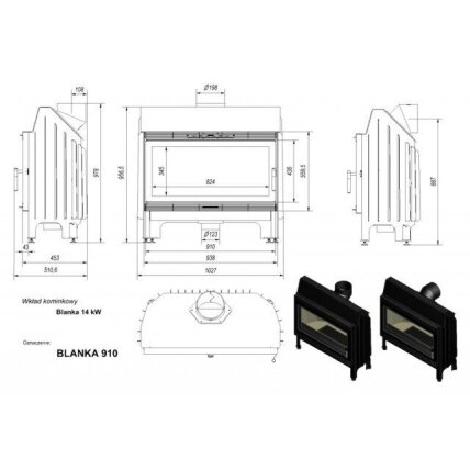 Židinio ugniakuras Kratki Blanka 910 16kW 1 Židinio ugniakuras Kratki Blanka 910 16kW 1