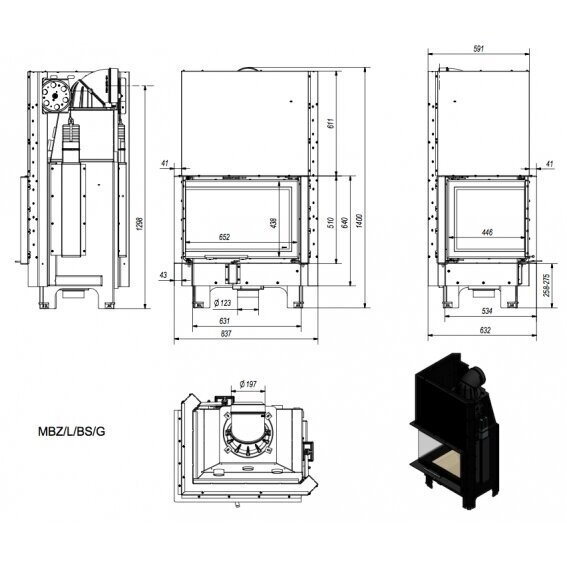 Židinio kapsulė, ugniakuras Kratki MBZ G/ L/BS, 13kW 4 Židinio kapsulė, ugniakuras Kratki MBZ G/ L/BS, 13kW 4