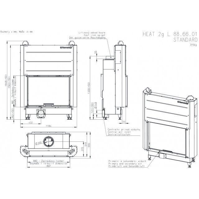 Židinio kapsulė Romotop KV HEAT H3LJ04 pakeliamomis durelėmis, 10kW 1 Židinio kapsulė Romotop KV HEAT H3LJ04 pakeliamomis durelėmis, 10kW 1